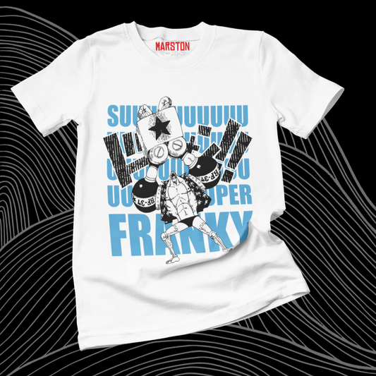 Polera blanca One Piece con diseño de Franky