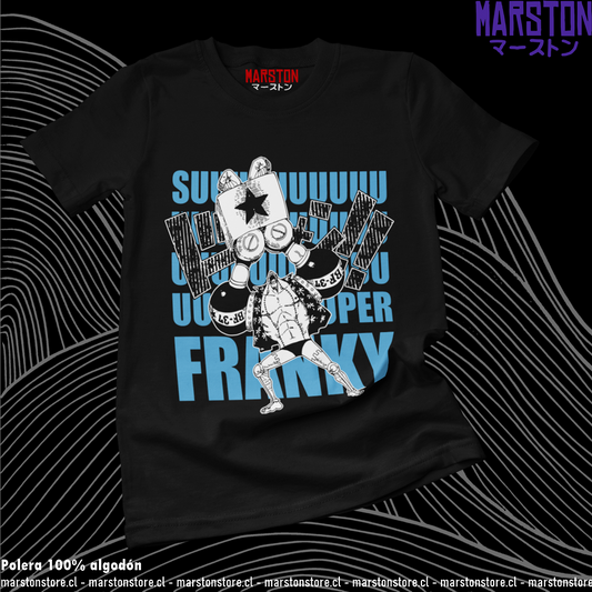 Polera negra One Piece con diseño de Franky