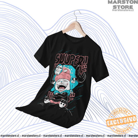 Polera negra One Piece con Franky y Tony Tony Chopper