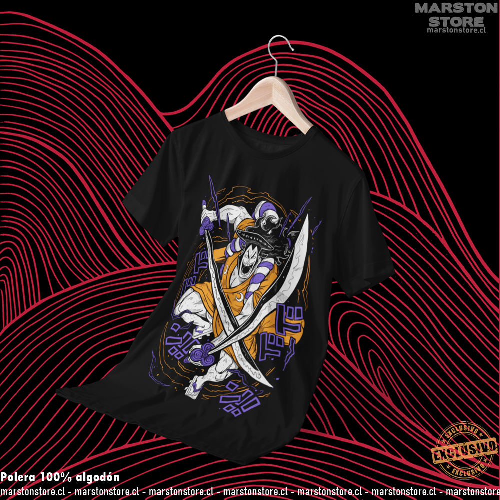 Polera negra One Piece con diseño de Kozuki Oden
