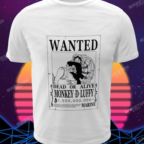 Polera blanca One Piece con diseño de Monkey D. Luffy