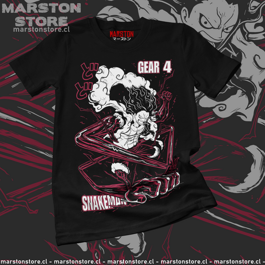 Polera negra One Piece con Monkey D. Luffy en Gear 4