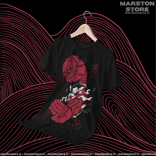 Polera negra One Piece con Monkey D. Luffy en Gear 4