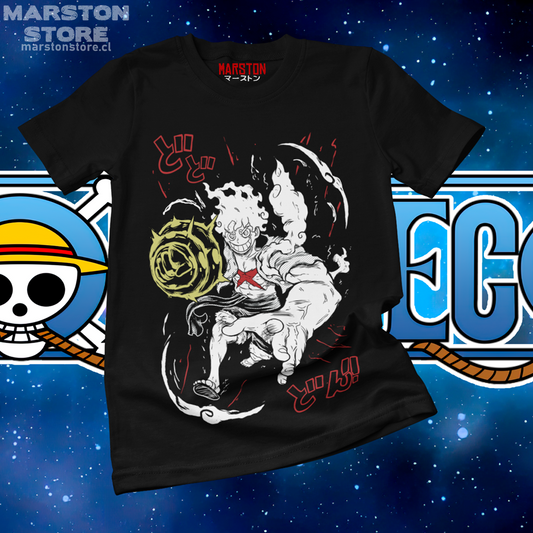 Polera negra One Piece con Monkey D. Luffy en Gear 5