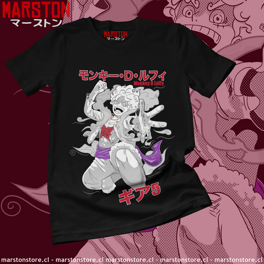 Polera negra One Piece con Monkey D. Luffy en Gear 5