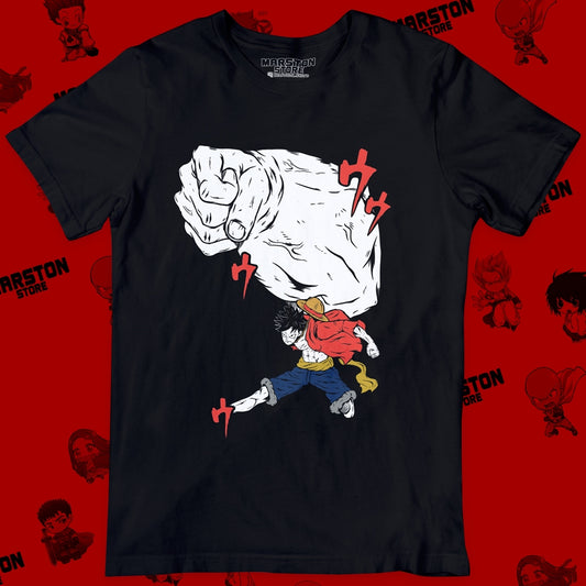 Polera negra One Piece con diseño de Monkey D. Luffy