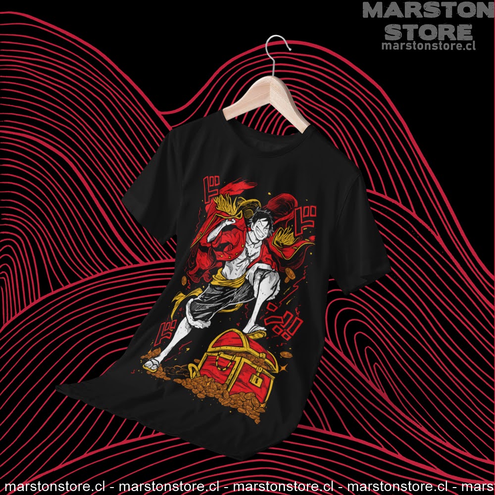 Polera negra One Piece con diseño de Monkey D. Luffy