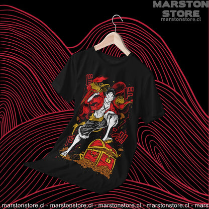 Polera negra One Piece con diseño de Monkey D. Luffy
