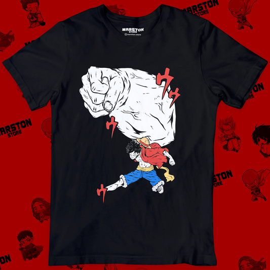 Polera negra One Piece con diseño de Monkey D. Luffy