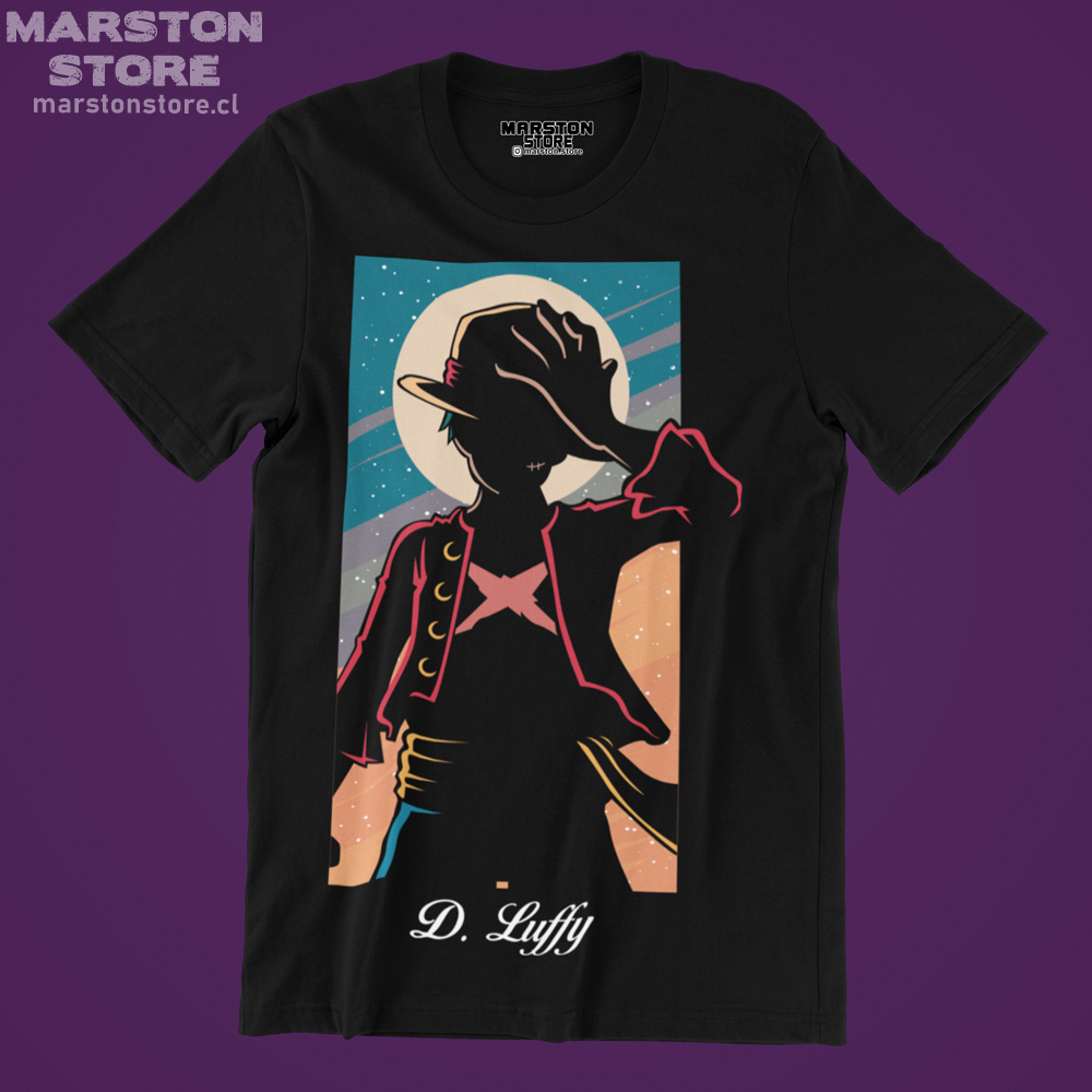 Polera negra One Piece con diseño de Monkey D. Luffy
