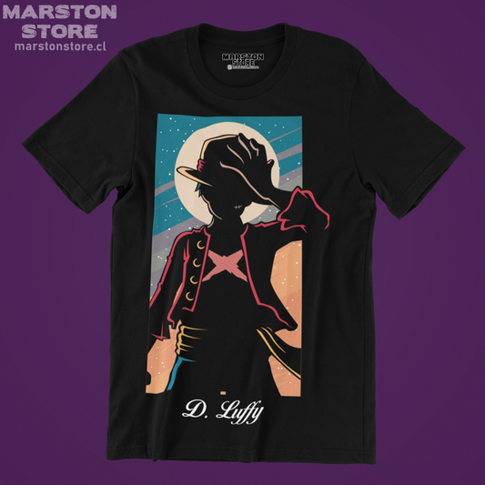 Polera negra One Piece con diseño de Monkey D. Luffy