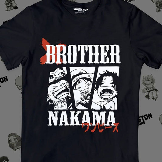 Polera negra One Piece con Monkey D. Luffy, Portgas D. Ace y Sabo