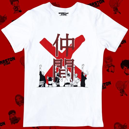 Polera blanca One Piece con Monkey D. Luffy, Roronoa Zoro, Nami, Sanji y Tony Tony Chopper