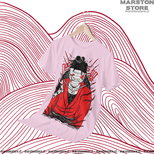 Polera rosada One Piece con diseño de Monkey D. Luffy