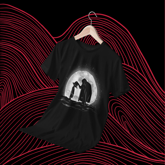 Polera negra One Piece con Monkey D. Luffy y Shanks