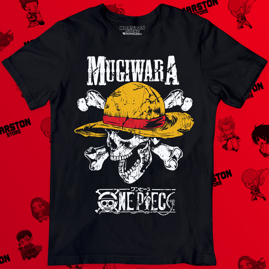 Polera negra One Piece con diseño de la tripulación Mugiwara o Sombrero de Paja