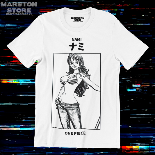 Polera blanca One Piece con diseño de Nami