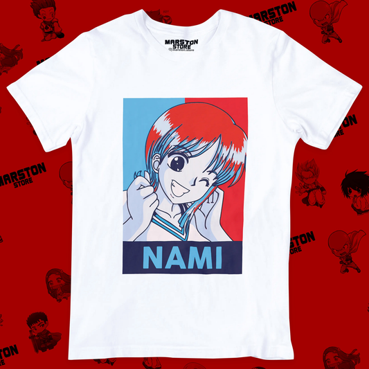 Polera blanca One Piece con diseño de Nami
