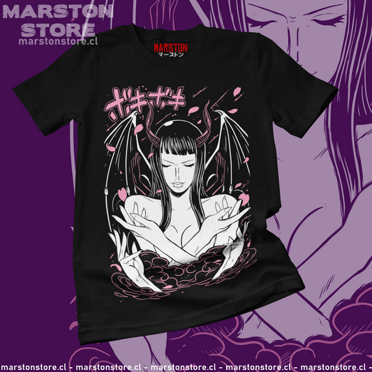 Polera negra One Piece con diseño de Nico Robin
