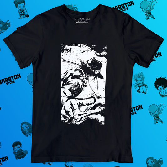 Polera negra One Piece con diseño de Portgas D. Ace