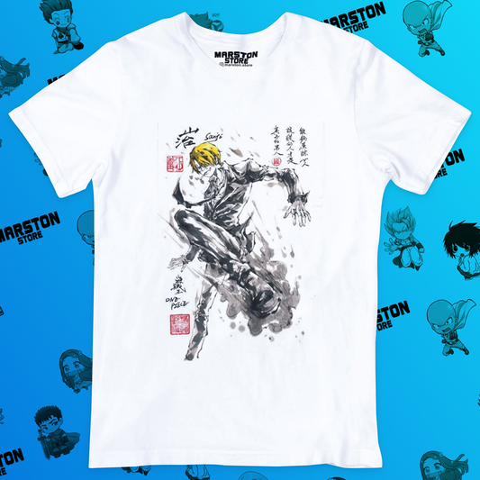 Polera blanca One Piece con diseño de Sanji