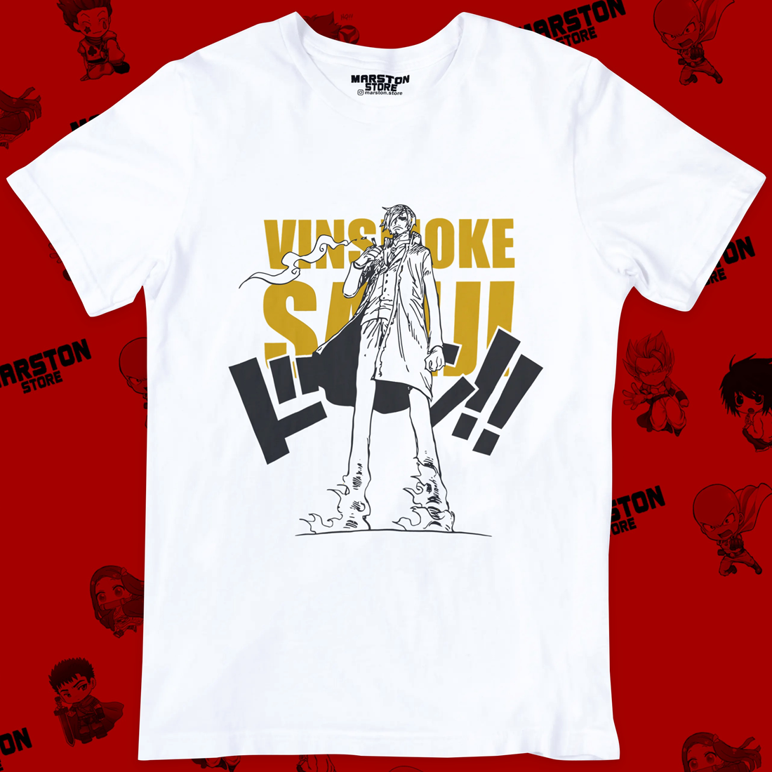 Polera blanca One Piece con diseño de Sanji