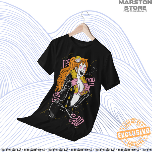 Polera negra One Piece con Sanji y Nami