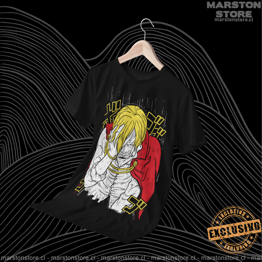 Polera negra One Piece con diseño de Sanji