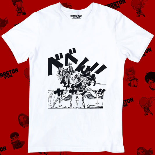 Polera blanca One Piece con Sanji y Roronoa Zoro