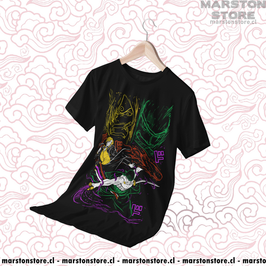 Polera negra One Piece con Sanji y Roronoa Zoro