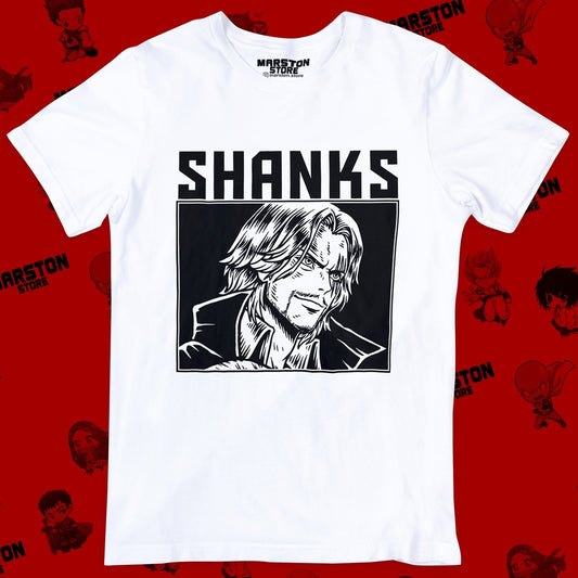 Polera blanca One Piece con diseño de Shanks