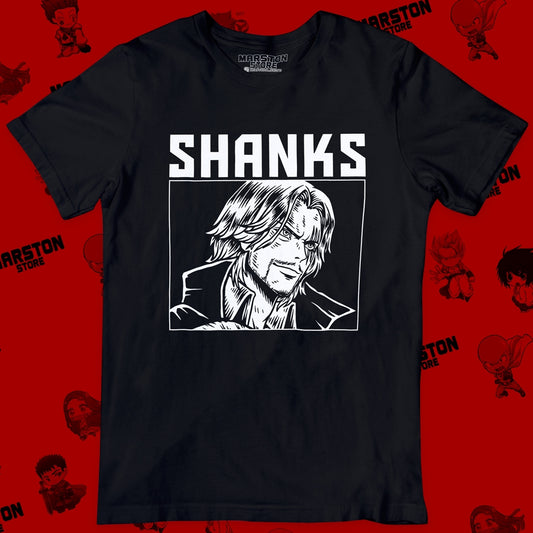 Polera negra One Piece con diseño de Shanks