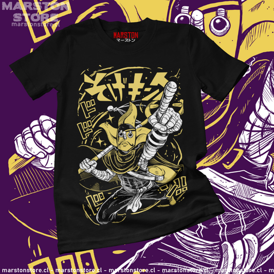 Polera negra One Piece con diseño de Sogeking