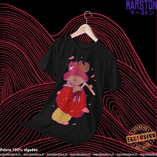 Polera negra One Piece con diseño de Tony Tony Chopper