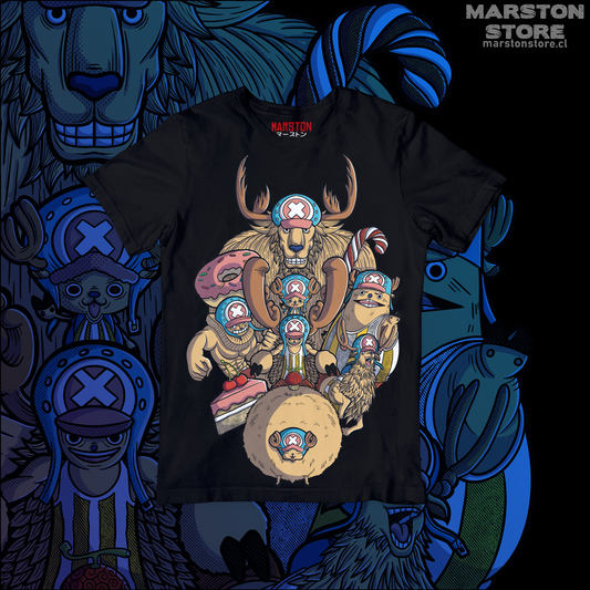 Polera negra One Piece con diseño de Tony Tony Chopper
