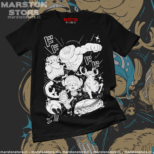 Polera negra One Piece con diseño de Tony Tony Chopper