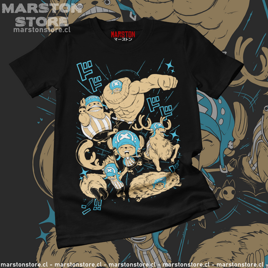 Polera negra One Piece con diseño de Tony Tony Chopper