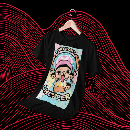 Polera negra One Piece con diseño de Tony Tony Chopper