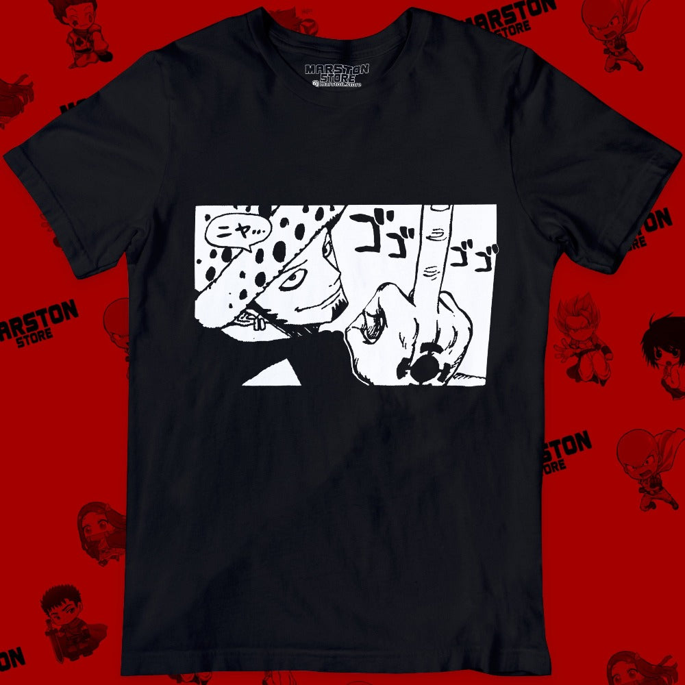 Polera negra One Piece con diseño de Trafalgar D. Water Law