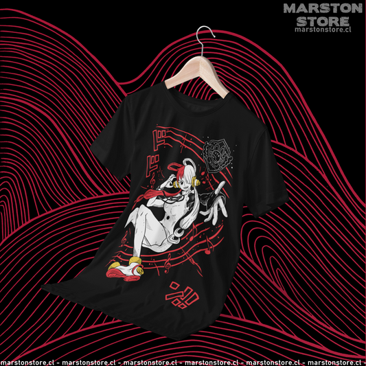 Polera negra One Piece con diseño de Uta