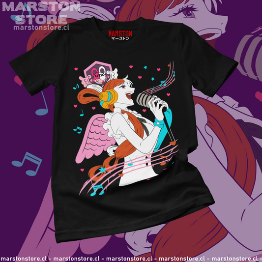 Polera negra One Piece con diseño de Uta