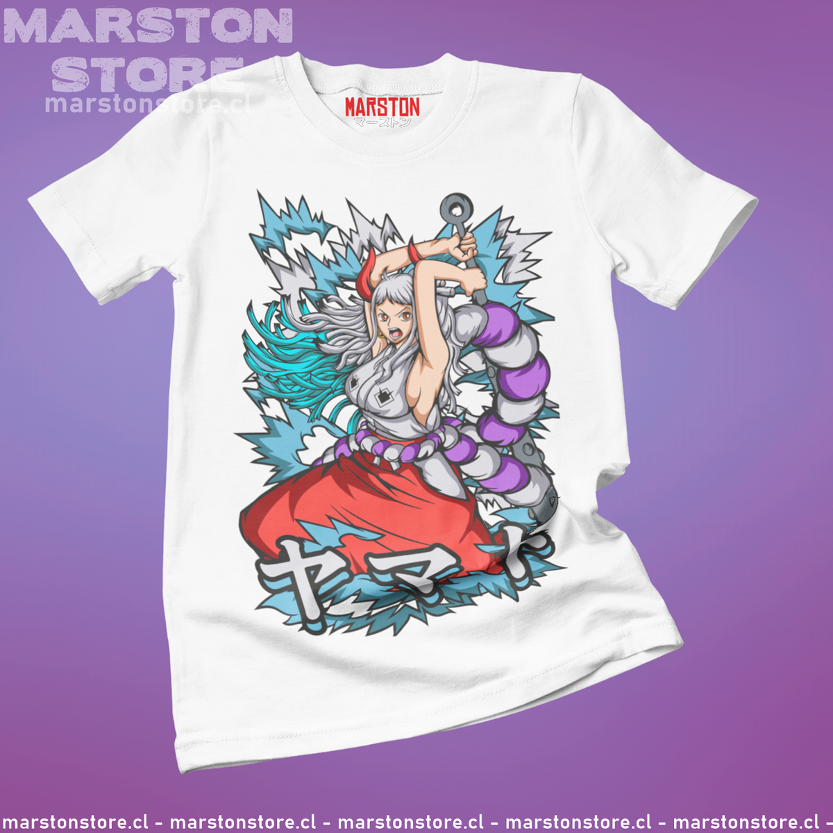 Polera blanca One Piece con diseño de Yamato