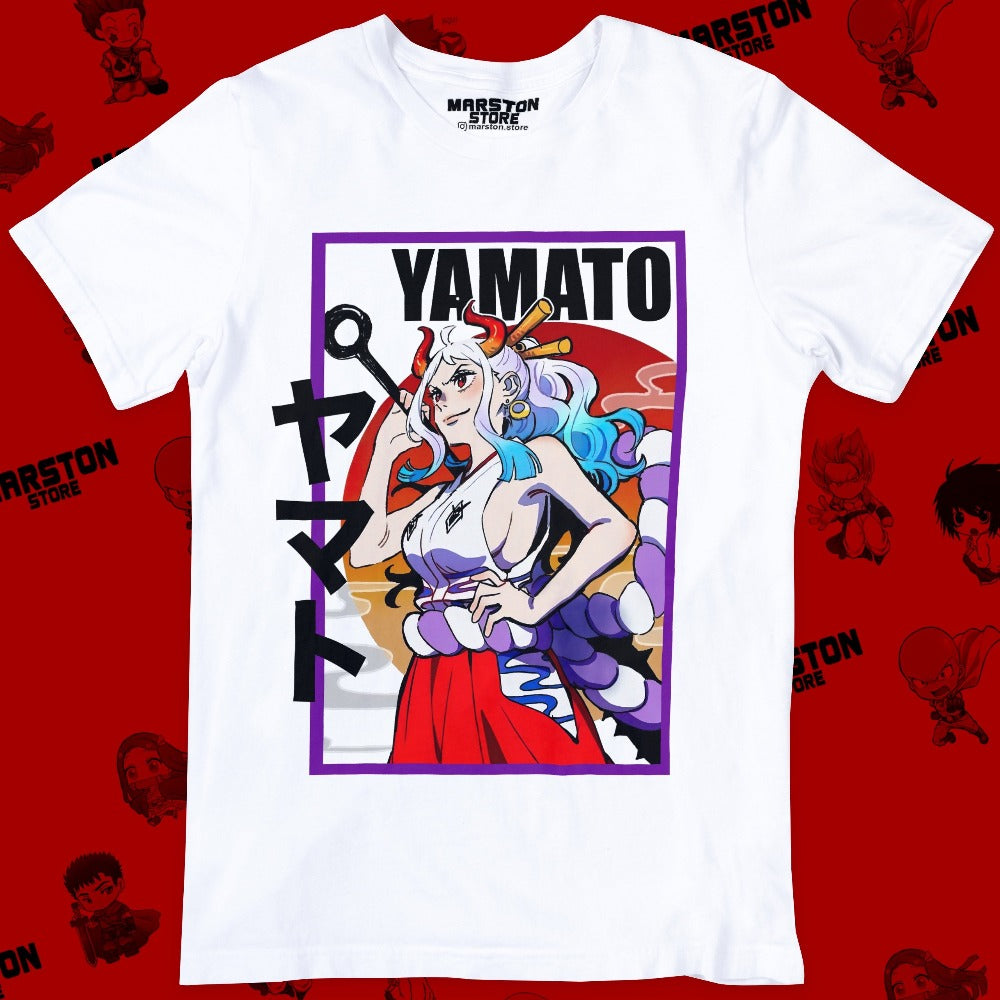 Polera blanca One Piece con diseño de Yamato