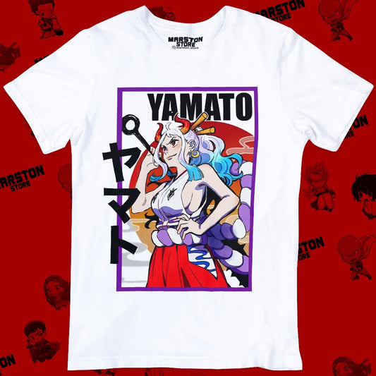 Polera blanca One Piece con diseño de Yamato