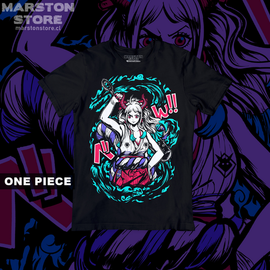 Polera negra One Piece con diseño de Yamato