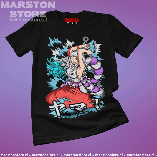 Polera negra One Piece con diseño de Yamato