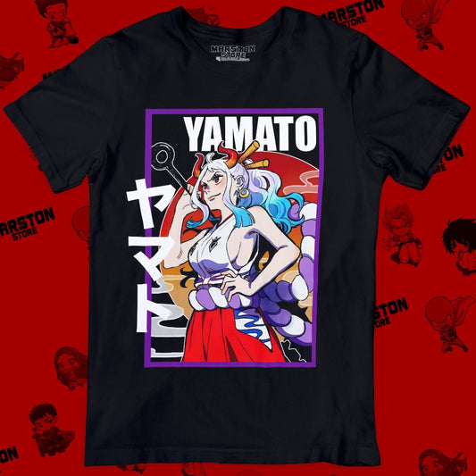 Polera negra One Piece con diseño de Yamato