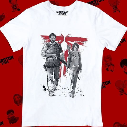 Polera blanca PlayStation con diseño de The Last of Us