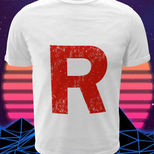 Polera blanca de Pokémon con diseño del Equipo Rocket