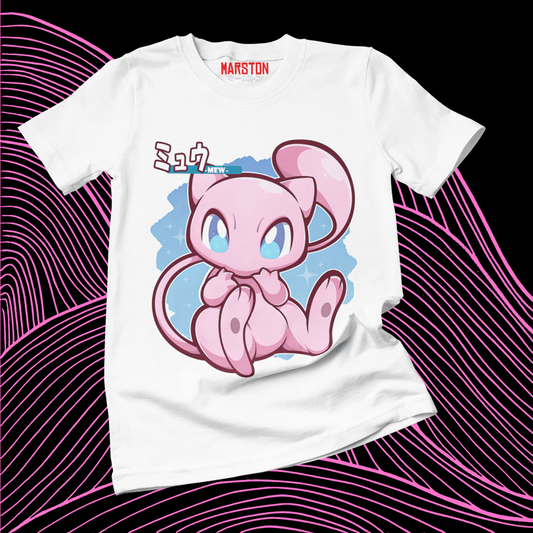 Polera blanca de Pokémon con diseño de Mew